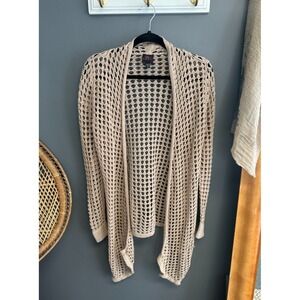 Vintage Y2K 2b Bebe Size M Crochet Sweater Cardigan 90s Net Boho Fisherman Beach